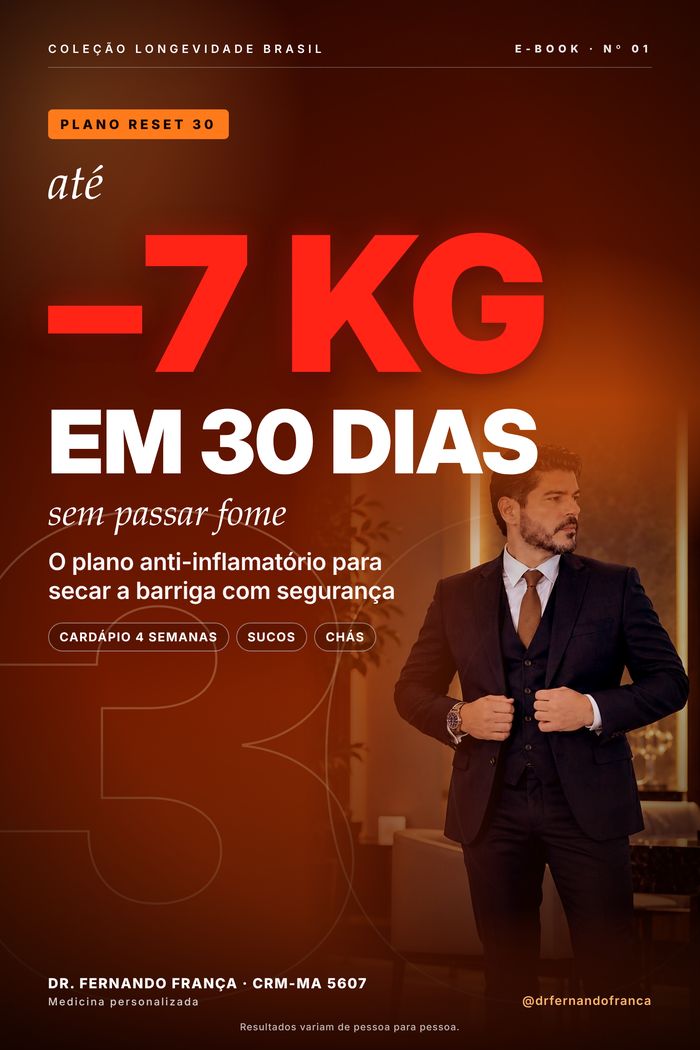 Capa do manual Até –7 kg em 30 dias — Dr. Fernando França
