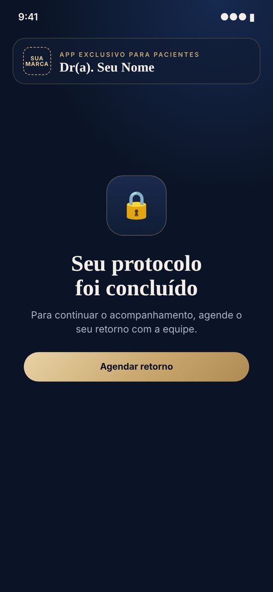 Tela de protocolo concluído com botão para agendar retorno
